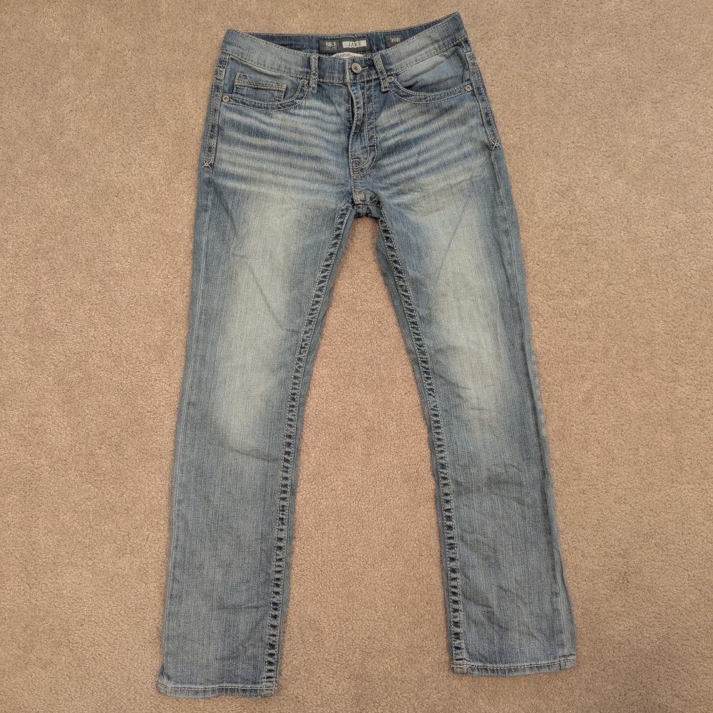 BKE Men's Jake Light Blue Straight Jeans 30Rx31